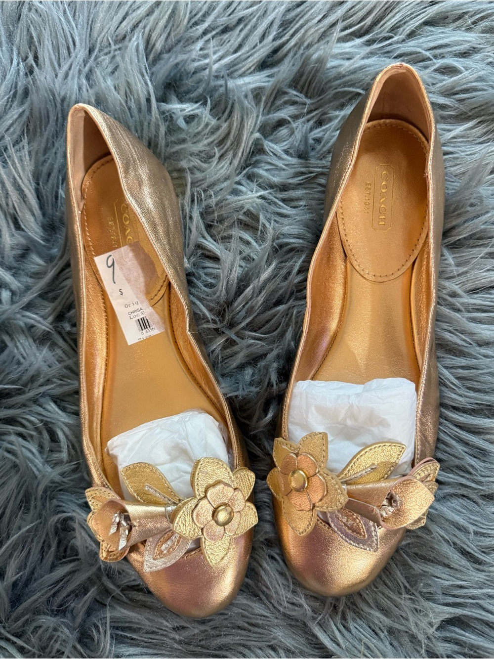 NEW Coach Metallic Flats - Size 9 | Color: Gold